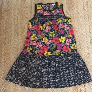 Bright floral dress, light and loose.